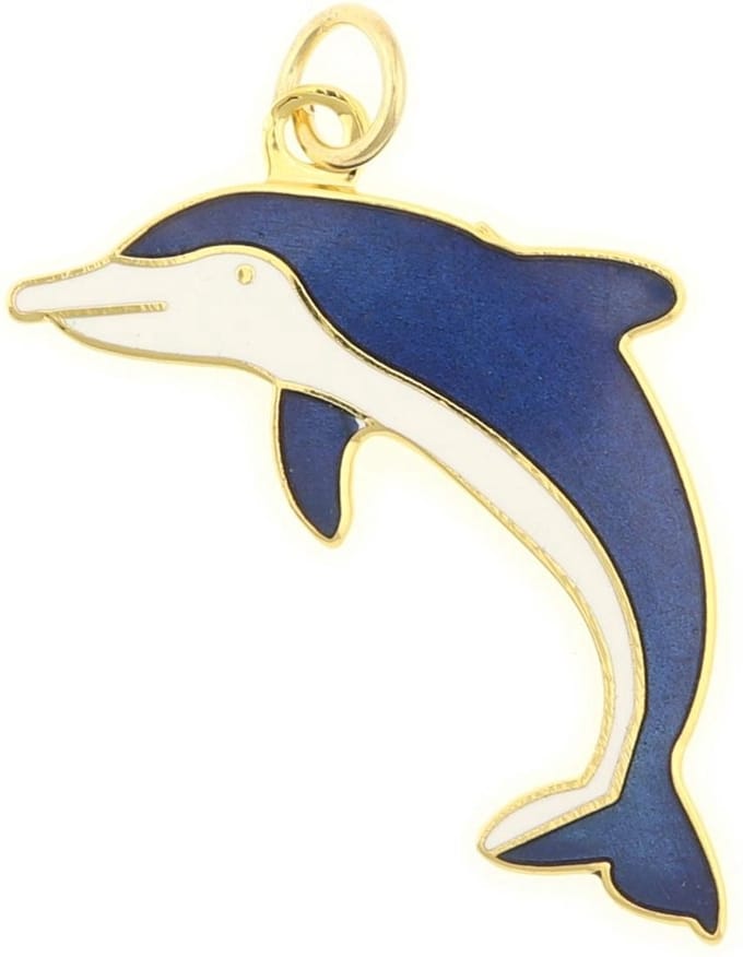 Behave - hanger dolfijn blauw emaille - vrolijk accent strandstijl