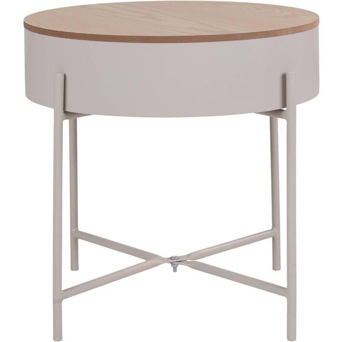 Bijzettafel Sisco - Ø40cm - Met Opbergruimte - Grijs