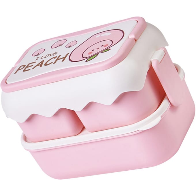 Schattige Draagbare Studenten Lunchbox Magnetronbestendig Kinderen Cartoon Bento Box Onafhankelijke Compartimenten Lunchcontainer Pinkish white
