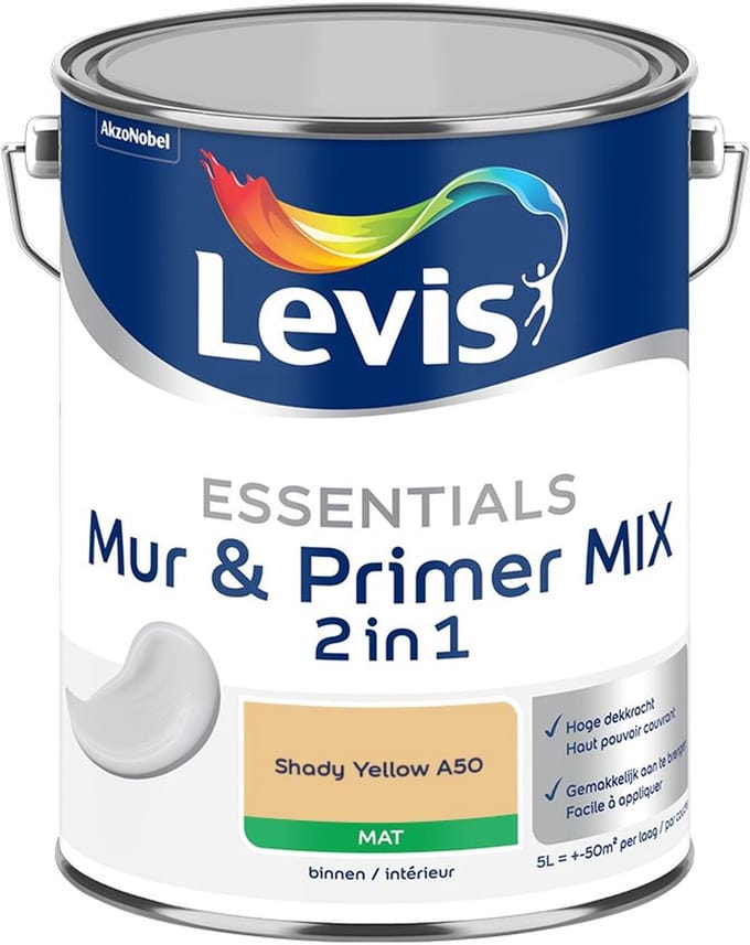 Levis - Essentials Mur & Primer Mix - Shady Yellow A50 - Mengverf - 5 L