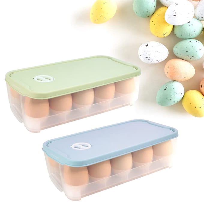 Ynkkvre-Set van 2 Eierdozen voor 10 Eieren – Plastic Eieropbergdoos met Deksel – Eierhouder voor Koelkast en Transport