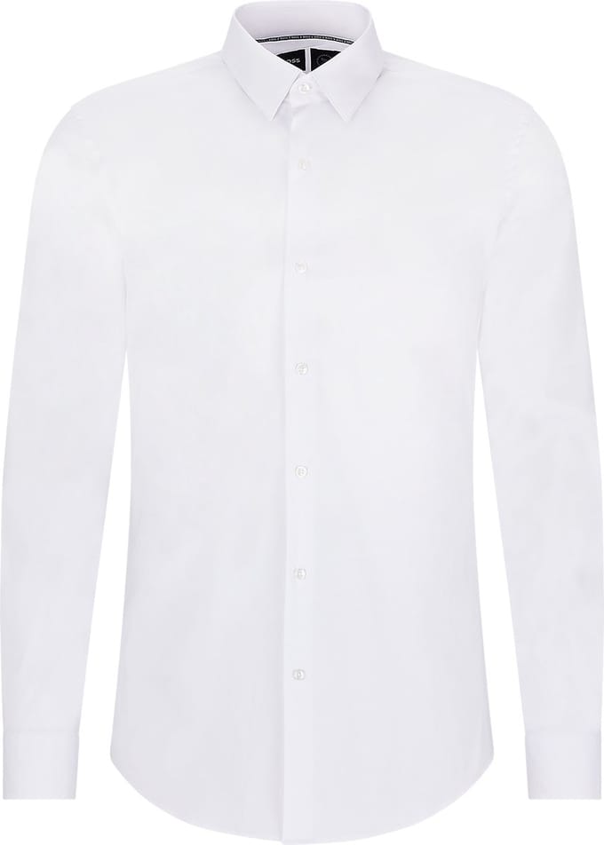 BOSS P-ray-s slim fit overhemd - popeline - wit - Strijkvriendelijk - Boordmaat: 44