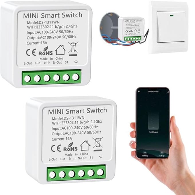 Allecto - Smart Home Lichtschakelaar - Alexa Compatibel - 2 Stuks