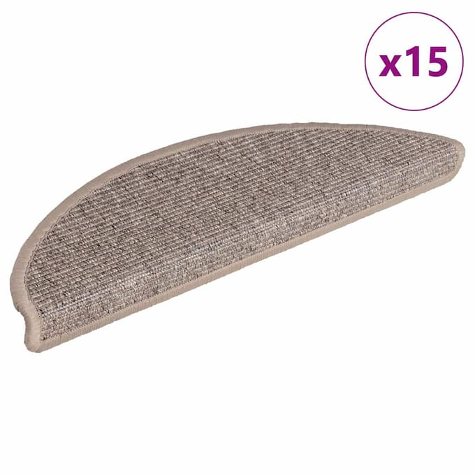 vidaXL - Trapmatten - 15 - st - 56x17x3 - cm - Donkerbeige - Halfrond