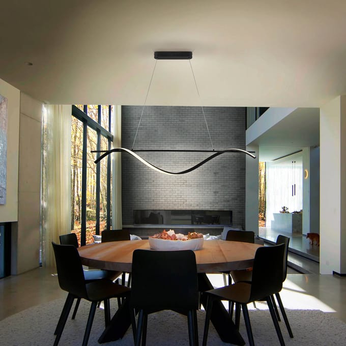 Schuller Valencia Boa LED hanglamp, mat zwart, metaal