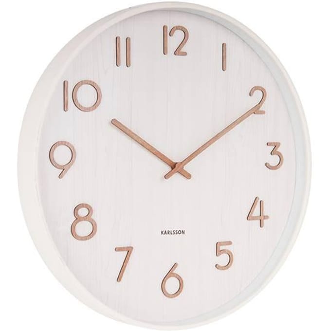 Karlsson Wandklok Pure - Wit lindehout - Large - Ø60cm - Scandinavisch