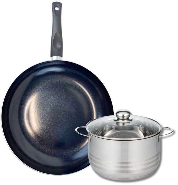 Set van 1 Koekenpan 32 cm en 1 braadpan 20 cm Elo Prima Glanzend