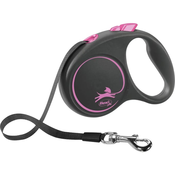 Flexi Zwart Design s leash 5 m 15 kg Roze
