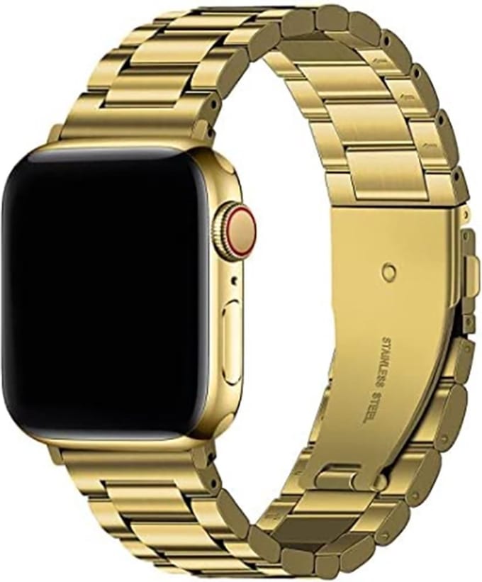 Stalen Schakel bandje voor Apple Watch 42/44/45mm Goud