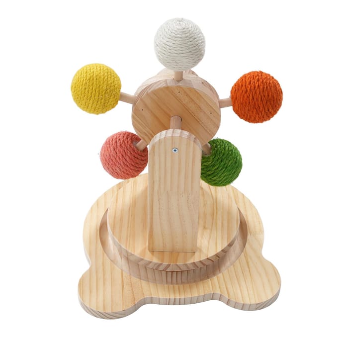 Houten Draaitafel Basis Kattenbal Speelgoed Zelfvermaak Sterke Structuur Interactief Krabben beige