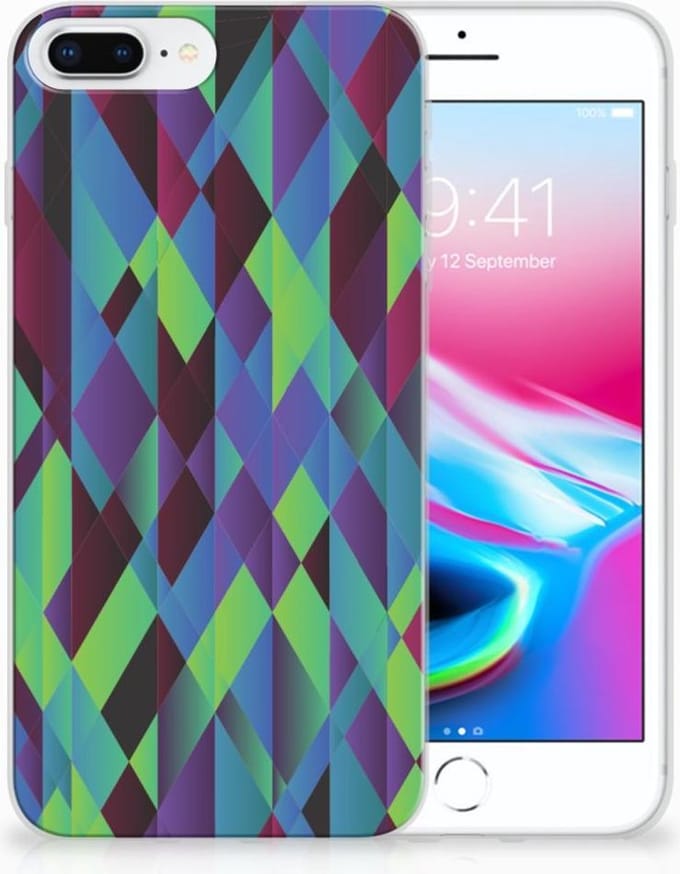 Apple iPhone 7 Plus | 8 Plus TPU Hoesje Abstract Green Blue