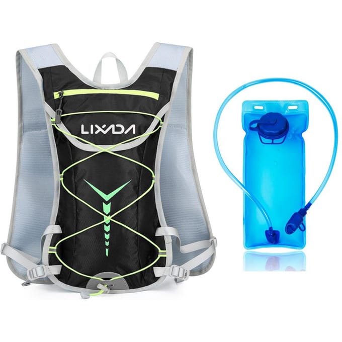 Nylon Hydratatie Rugzak Waterrugzak met 2L Hydratatiezak voor Fietsen Hardlopen Fietsen zwart