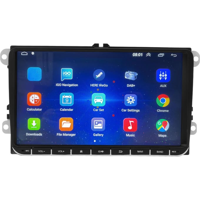 Lecteur Vidéo Multimédia de Voiture 9 pouces Quad Core 1 Go + 16 Go pour Android 10.1 Remplacement pour T5 Transporter 20102013 blue