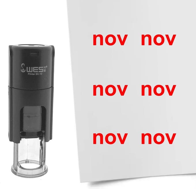 CombiCraft Stempel maand november 10mm rond rode inkt - per 1 stuk