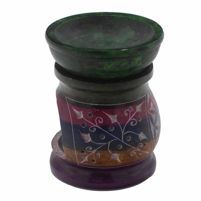 Zeepsteen oliebrander 10 cm - Bloem des Levens - Vijf kleuren