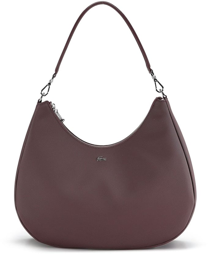 LACOSTE schoudertas Hobo Bag Fudge donkerbruin