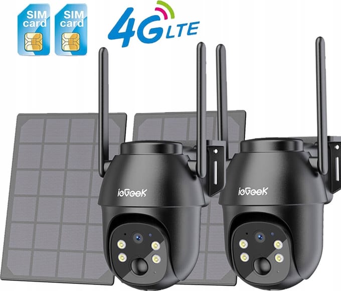 ieGeek 4G LTE Bewakingscamera Buiten met Sim - PTZ Beveiligingscamera Batterij Gevoed - PIR Humanoïde Bewegingsdetectie - 2 stuks