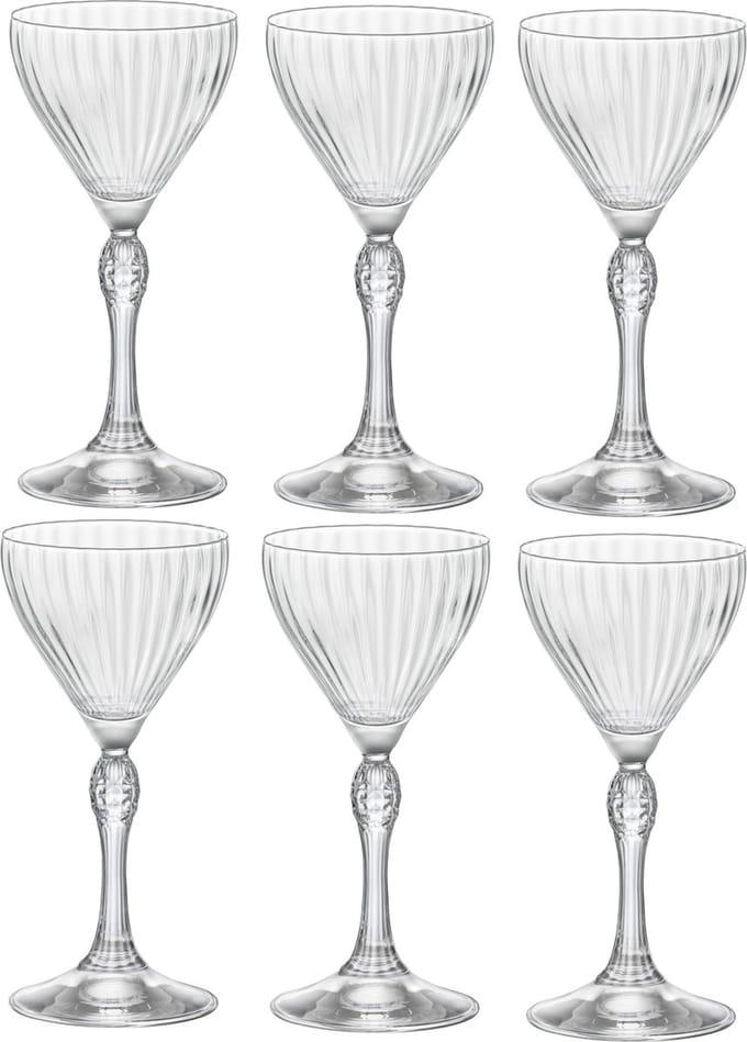 ​Bormioli Rocco Likeurglazen America 20's - 140 ml - Set van 6 Glazen / Digestiefglazen - Vintage Jaren '20 Design - Kristalhelder Glaswerk - Duurzaam & Vaatwasserbestendig voor Likeuren en Sterke Dranken​