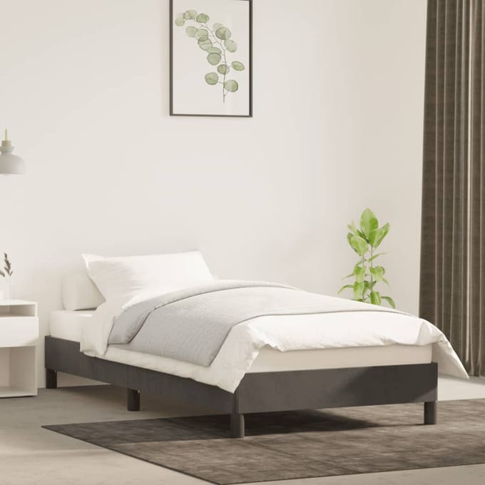 vidaXL - Bedframe - zonder - matras - 100x200 - cm - fluweel - donkergrijs