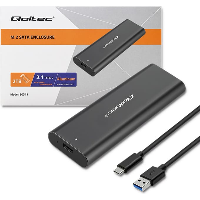 Qoltec Serie - Hardeschijf behuizing - USB Type-C - M.2 SATA SSD