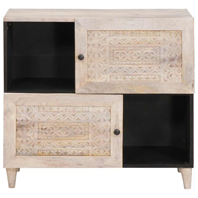 vidaXL - Dressoir - Bleached - White - 80 - x - 33 - x - 75 - cm - Massief - Mango - Hout