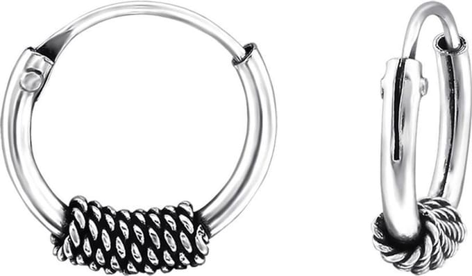Amanto Oorbellen Frea A - 925 Zilver Geoxideerd - Bali - ∅12mm