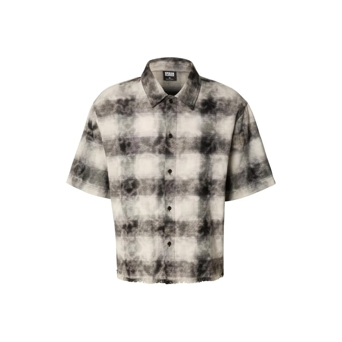 Urban Classics - Washed Boxy Short Sleeve Flannel Overhemd - XL - Zwart
