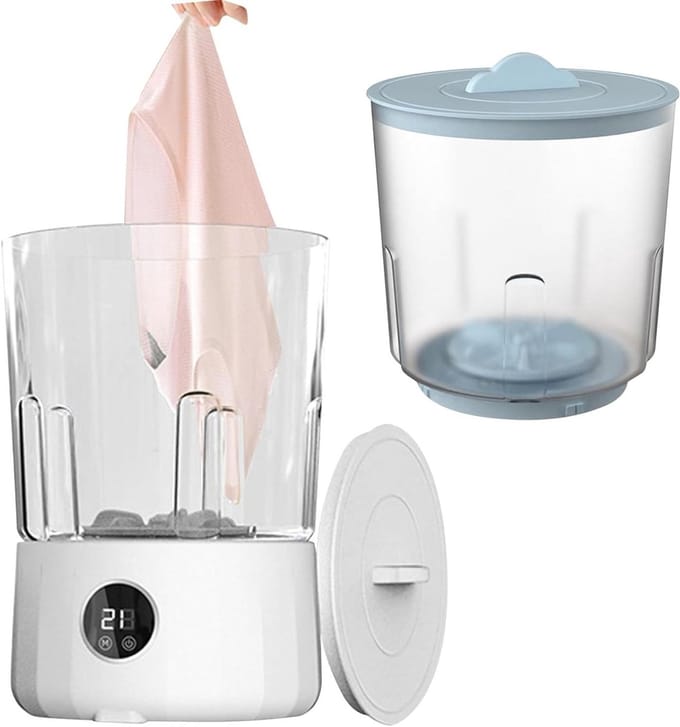 Draagbare Wasmachine - Compacte Unit - Hygiënisch Wassen - Dubbele Hygiënezones - 18 x 18 x 18 cm - Wit
