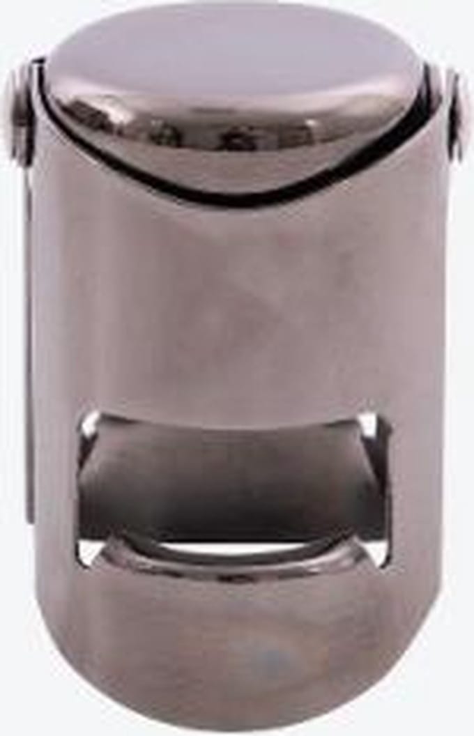 Point-Virgule champagnestop uit rvs metallic zwart ø 3.9cm H 5.6cm