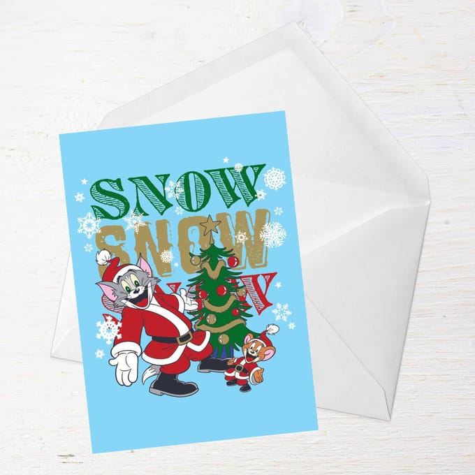 Tom And Jerry Snow Snow Snow Greetings Card - Large Card