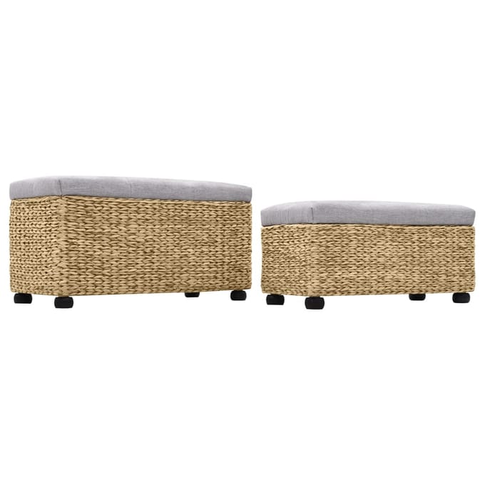 Vidaxl Ensemble de 2 Bancs en Herbe Marine, Gris