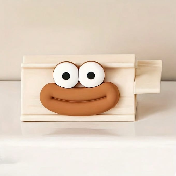 Makkelijk Uitknijpbare Tandpastadispenser - Schattig Groot Mondontwerp, Handmatig Badkameraccessoire voor Moeiteloos Tandpastagebruik White brown