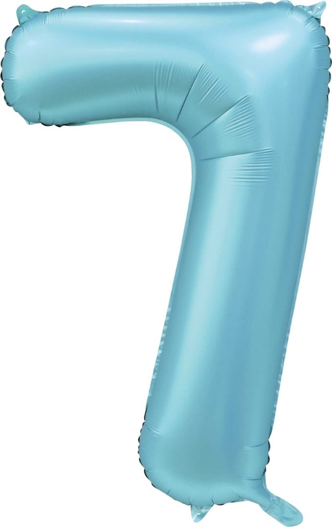 Folie Ballon Cijfer 7 Satin licht blauw XL 86 cm