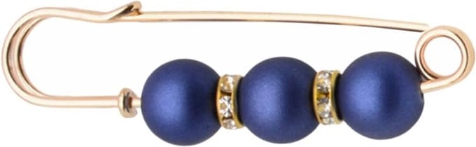 Fako Bijoux® - Sierspeld - Sjaalspeld - Vestsluiting - Vestspeld - Parels & Strass - 65mm - Donkerblauw