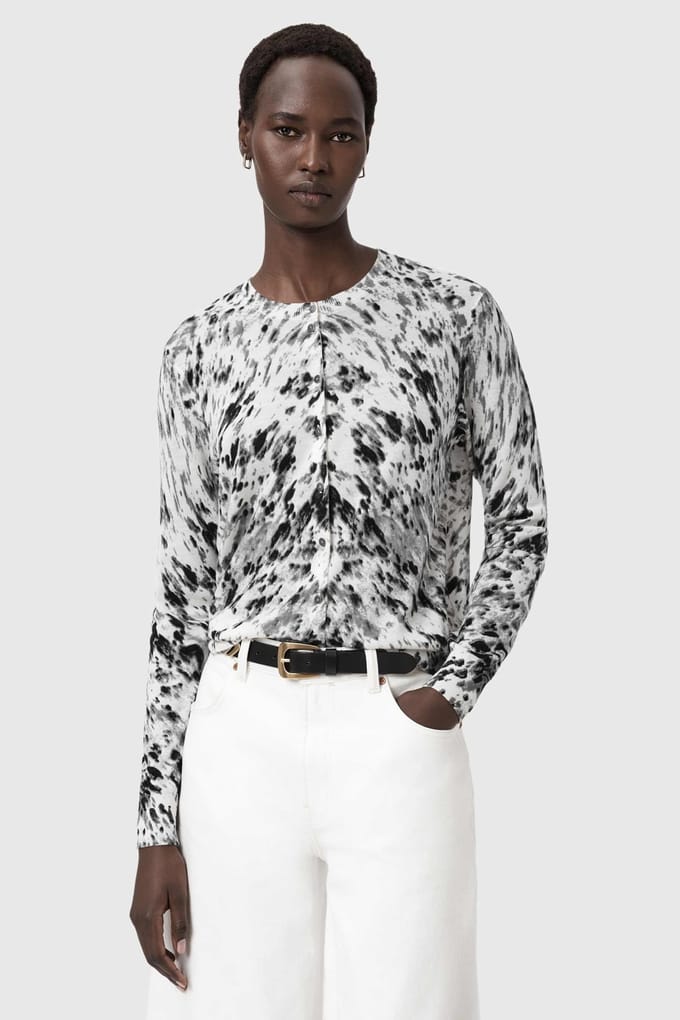 AllSaints Anouk Cardigan Canter Ecru White Taglia: L | Maglie a manica lunga Outlet | Donna | Marrone
