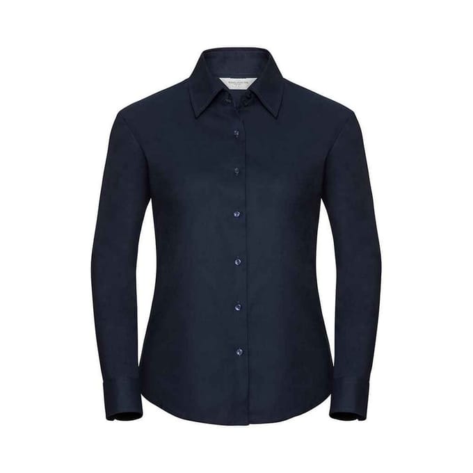 Russell Dames/Dames Oxford Easy-Care overhemd met lange mouwen (Heldere marine)