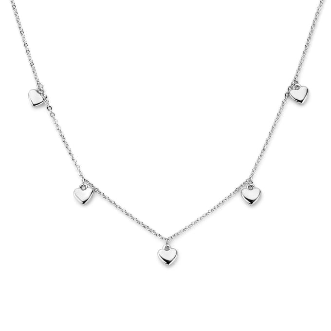 zilver gerhodineerd collier hartjes 36 + 4 cm 1336853