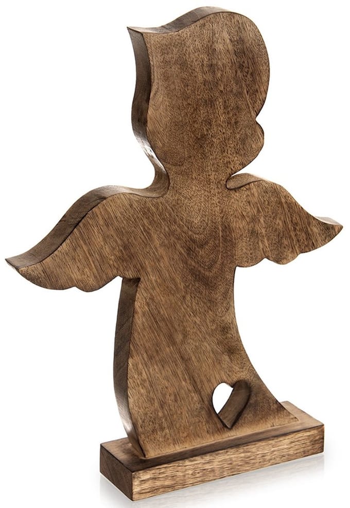 Beeld Houten Kerst Engel MANGO 38,5 cm - Decoratieve Figur - Decoratie - Beeldje