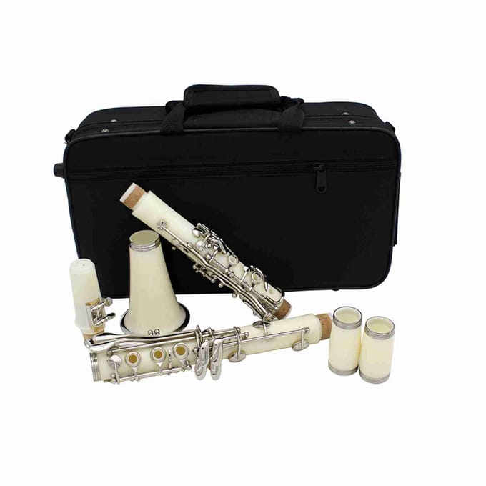 Klarinet ABS 17 Toets bB Plat Sopraan Binoculaire Klarinet met Schoonmaakdoekje Handschoenen 10 Rieten Schroevendraaier Rietenhoes black