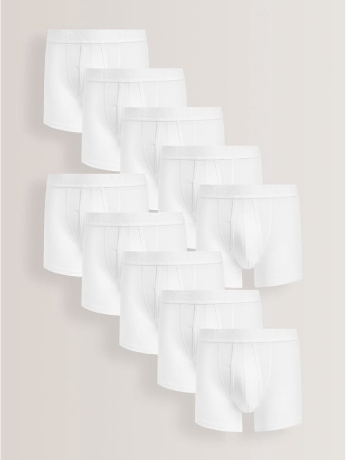 Next - Heren - Set van 10 boxershorts met A-voorkant - Wit