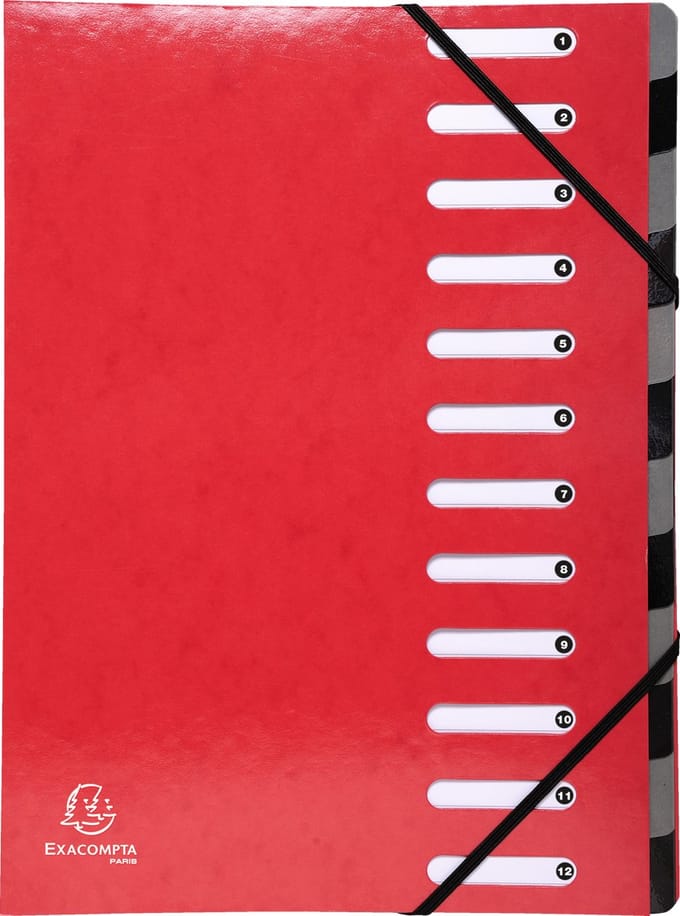 Exacompta 6x IDERAMA® Harmonika Sorteermap - 12 indelingen - Rood - 53925E