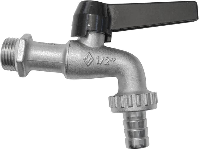 Kogelkraan 1/2 Inch (DN10) PN16 met Rubberen Houder en Aluminium Hendel