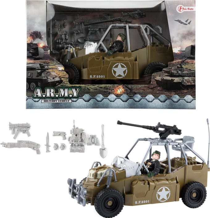 Army Militair Speelgoedauto Met Speelfiguur + 3acc
