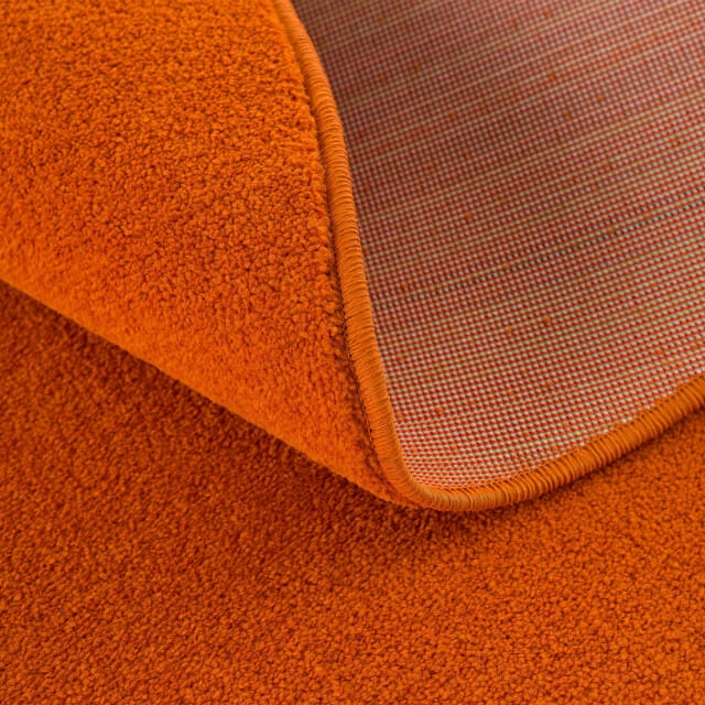 Uni Rond Oranje Vloerkleed – Modern Laagpolig Effen Tapijt- 150 CM Ø