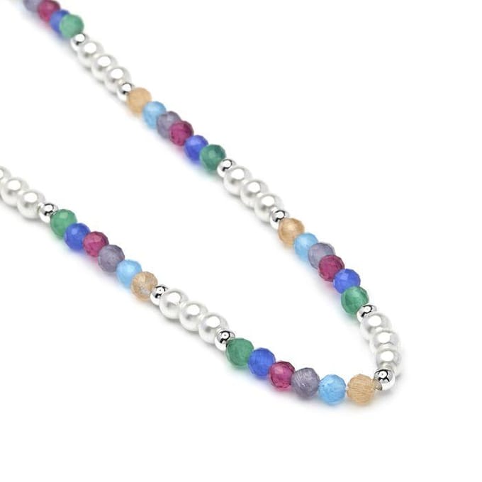 Luxenter Ketting van veelkleurig glas met rhodiumafwerking - Sury