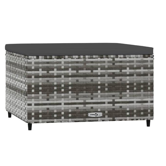 vidaXL - Voetensteunen - 2 - st - met - kussens - poly - rattan - grijs