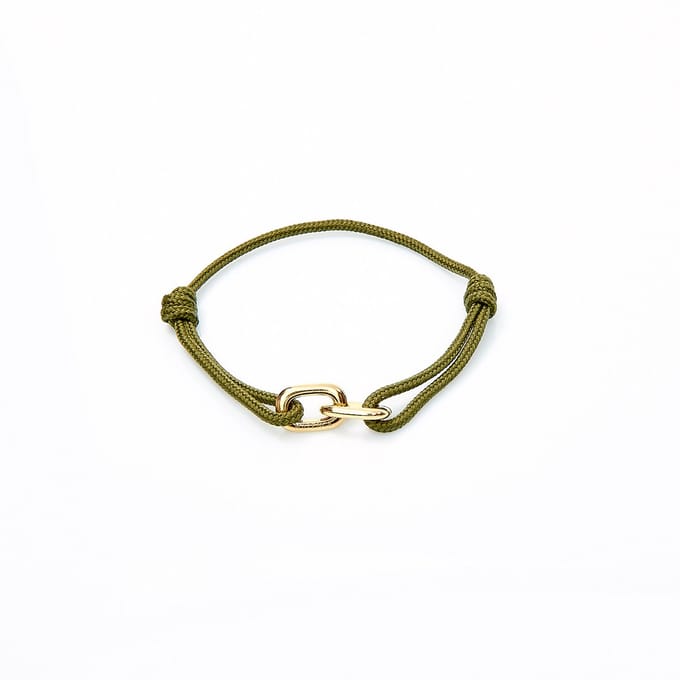 Marenca Bos Groen Heren Armband met Gouden Ringen