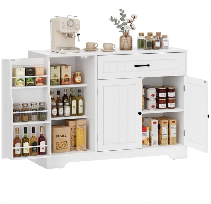 HOMCOM Buffetkast-Spaanplaat, MDF-110L x 40B x 80H cm-Wit