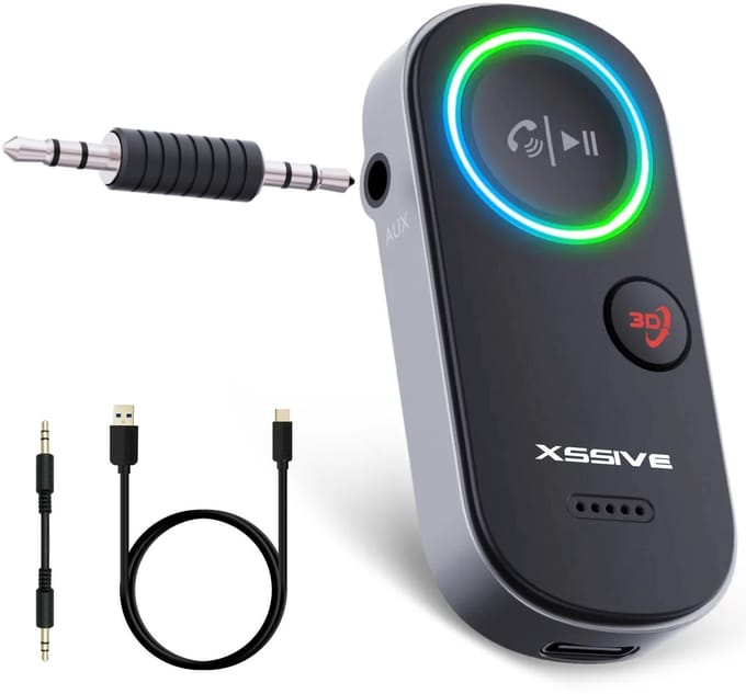 Xssive AR06 Bluetooth Receiver - 3D Boost & Handsfree Bellen - Bluetooth Ontvanger voor Auto & Gaming - Geschikt voor PS5, Nintendo Switch, Versterker, Aux Jack