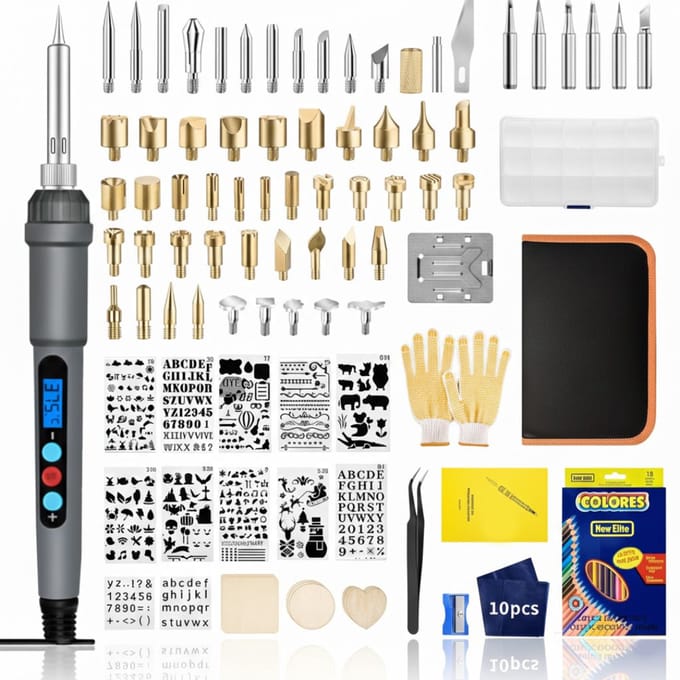 NBAP® Houtbrander Set - Pyrografie voor Hobby - Soldeerbout-Grijs
